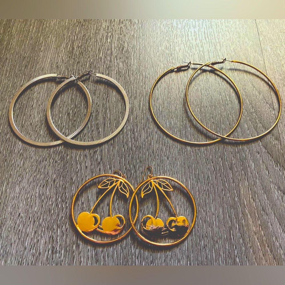 3 Pairs Hoops Earrings